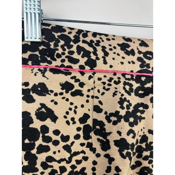 J.Crew Linen Lyocell Animal Print Shorts Tan Black Pink Trim High Rise Size 12 - Picture 8 of 12
